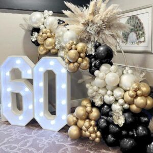 Black White Gold Balloon Garland Double Stuffed Pearl White Sand Balloons Champagne Metallic Gold Neutral Balloon Arch Kit For Birthday Graduation Wedding Bachelorette Halloween Party Decorations