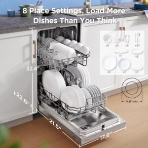 Midea MDF18A1AST Built-in Dishwasher with 8 Place Settings, 6 Washing Programs, Stainless Steel Tub, Heated Dry, Energy Star