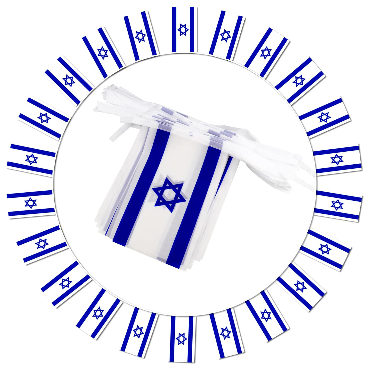 Israel String Flag Pennant Banner - 38 Flags, 42 Feet Small Mini Israeli Flags Bunting Banner for Country Decoration, School, Party, Sports Events