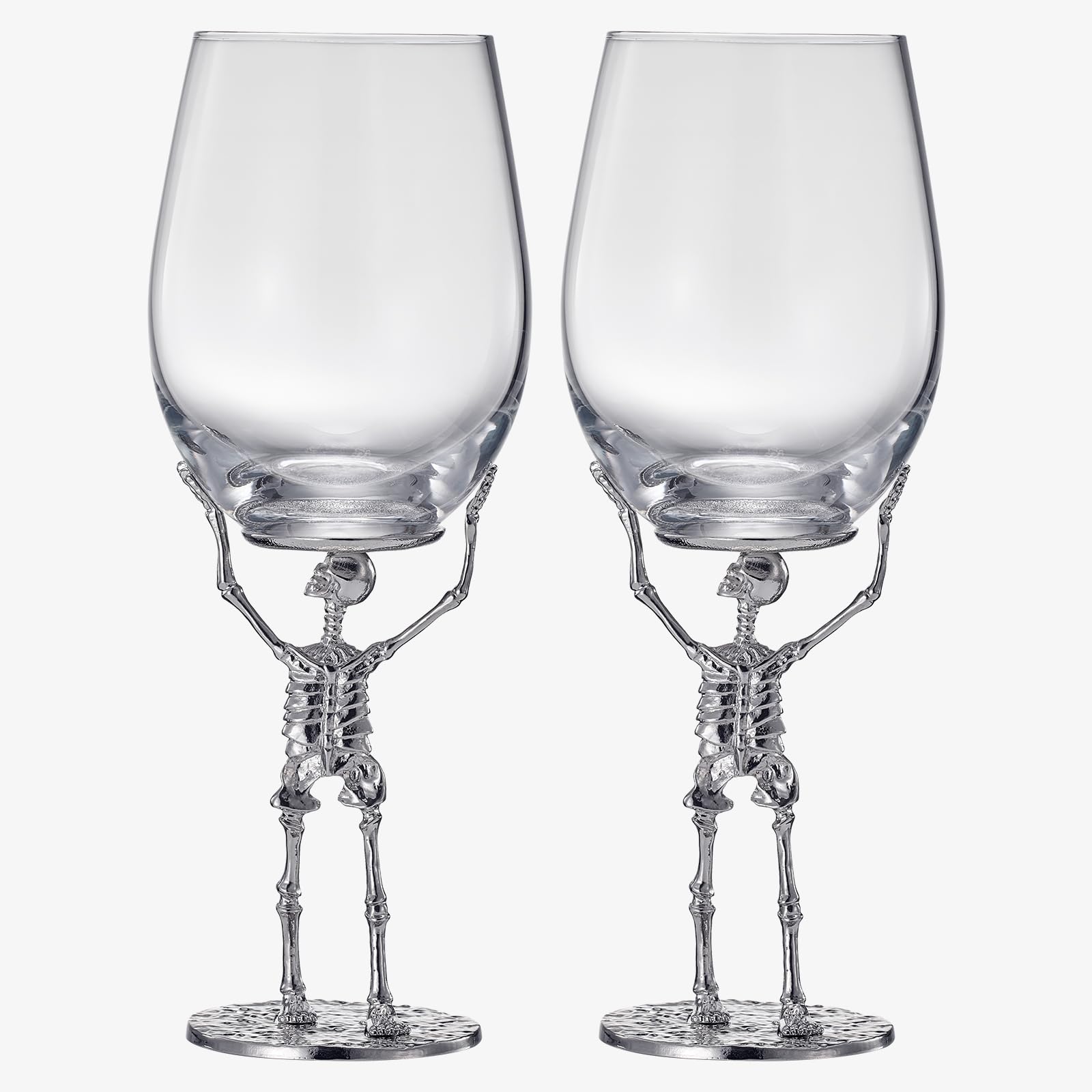 Stemmed Skeleton Wine Glass | Set of 2 | 19oz Skeleton Glasses 10" H, Goth Gifts, Skeleton Gifts, Skeleton Decor, Spooky Wine Gift Set, Perfect for Themed Parties