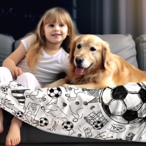 RUVNSR Soccer Blanket Sport Fans Cozy Soccer Blankets and Throws Unique Funny Plush Football Theme Decor Bedding for Lovers Kids Boys Girls Women Men Gifts Living Room Bedroom 60"X50"