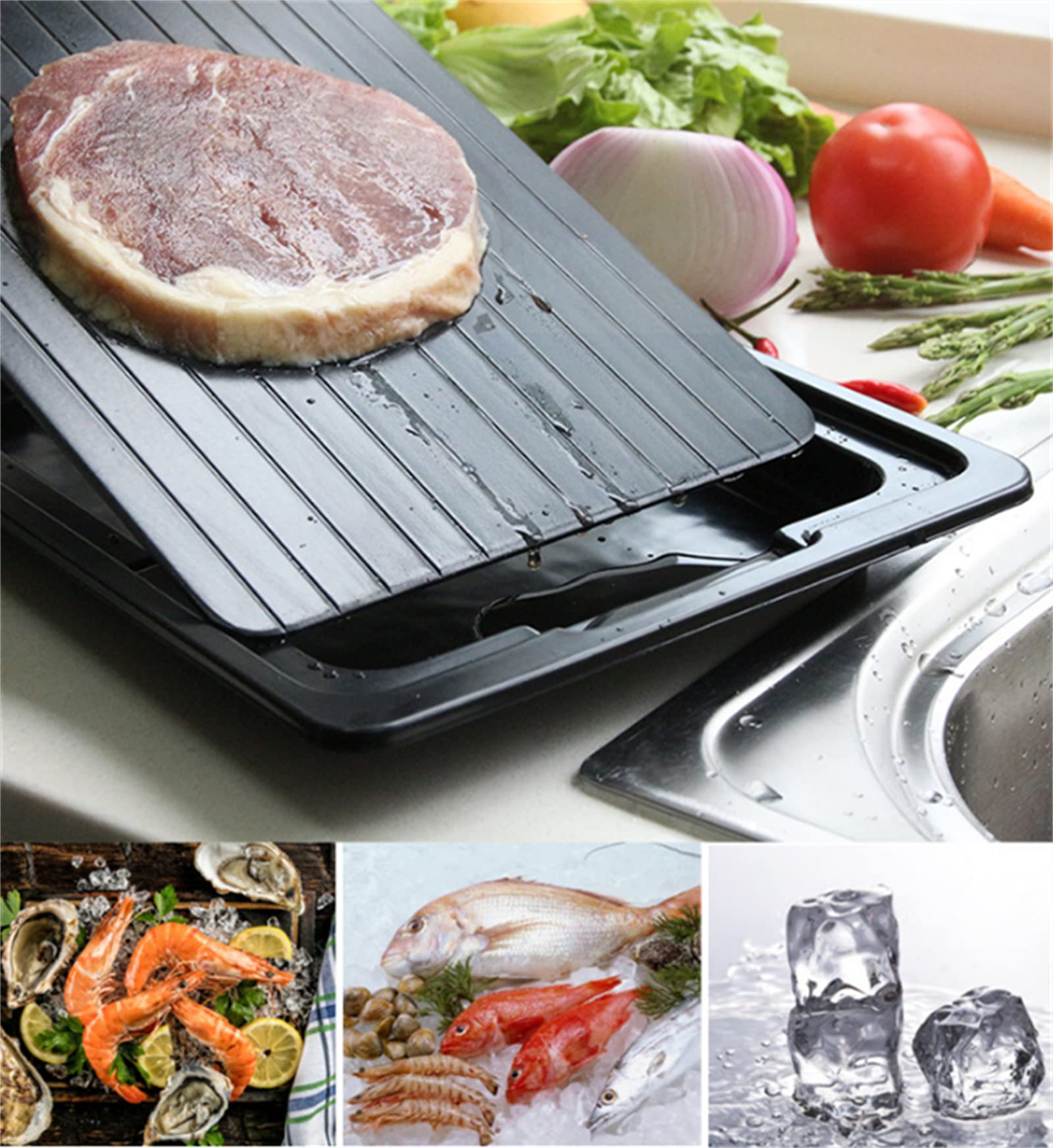 Ace and Olive Meat Defrosting Tray for Frozen Meat with Drip Tray- Meat Thawing Board - Aluminum Meat Thawing Tray for Frozen Meat - Safe Thaw Meat Defroster -Thaw Mat Defrost Tray - Defrosting Mat