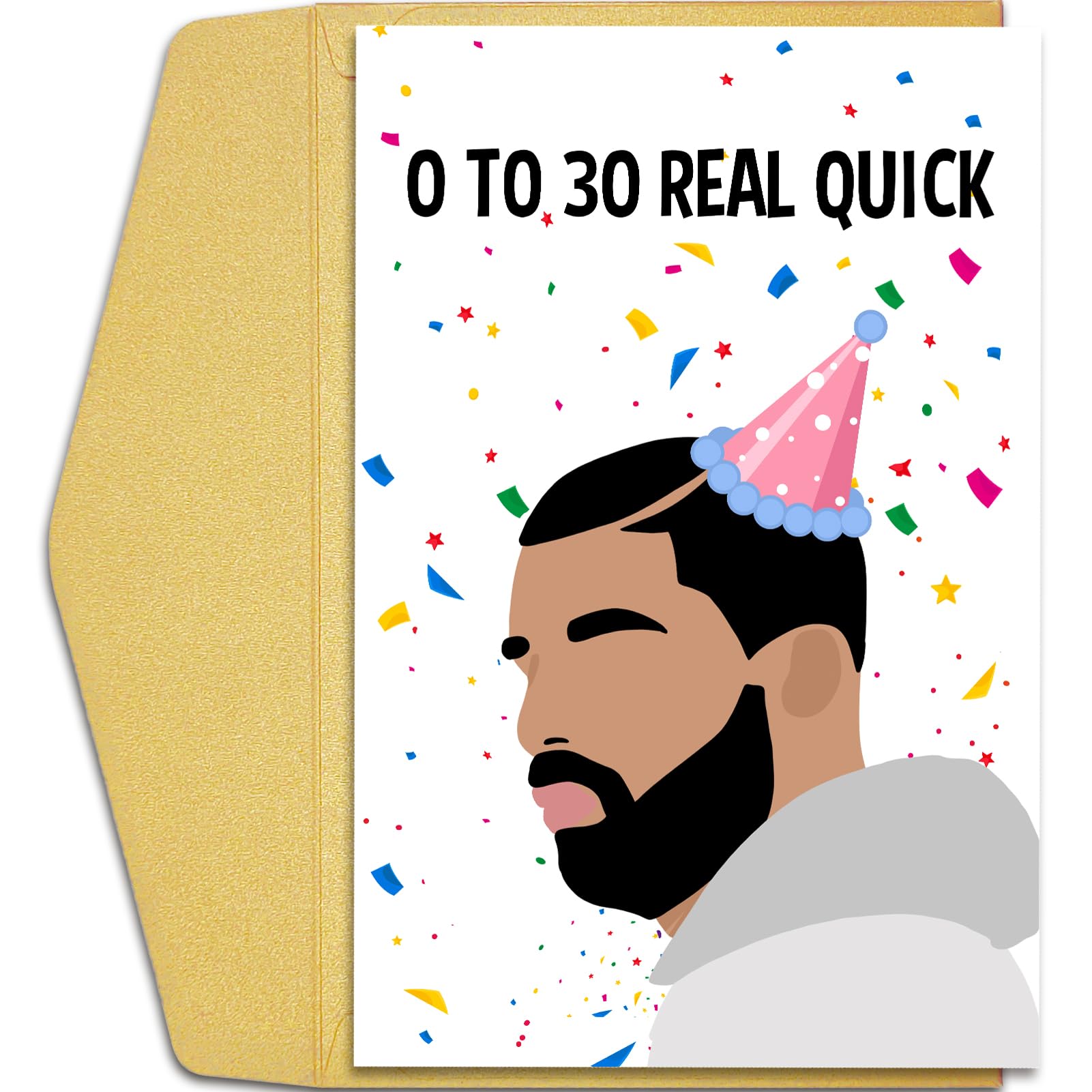 Qiliji Funny 30th Birthday Card for Men Women, Drake 30 Years Old Birthday Card, Happy 30th Bday Greeting Card, 0 To 30 Real Quick Birthday Card