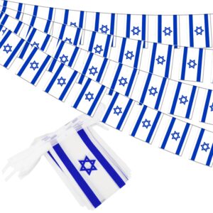 israel string flag pennant banner - 38 flags, 42 feet small mini israeli flags bunting banner for country decoration, school, party, sports events