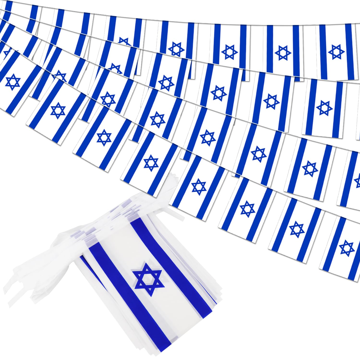 Israel String Flag Pennant Banner - 38 Flags, 42 Feet Small Mini Israeli Flags Bunting Banner for Country Decoration, School, Party, Sports Events