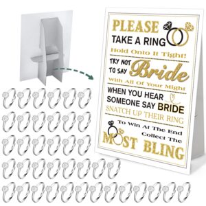 don't say bride game, put a ring on it bridal shower game with 50 fake rings, bridal shower decorations, bachelorette hens party game, wedding shower supplies - 04