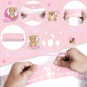 Baby Shower Games for Girl Gender Neutral How Big is Mommys Belly Tape 150 feet Measure Baby Bump Tape Measuring Tape Pregnant Belly Bear Baby Shower Tummy Measuring Tape Party Favors Supplies Pink