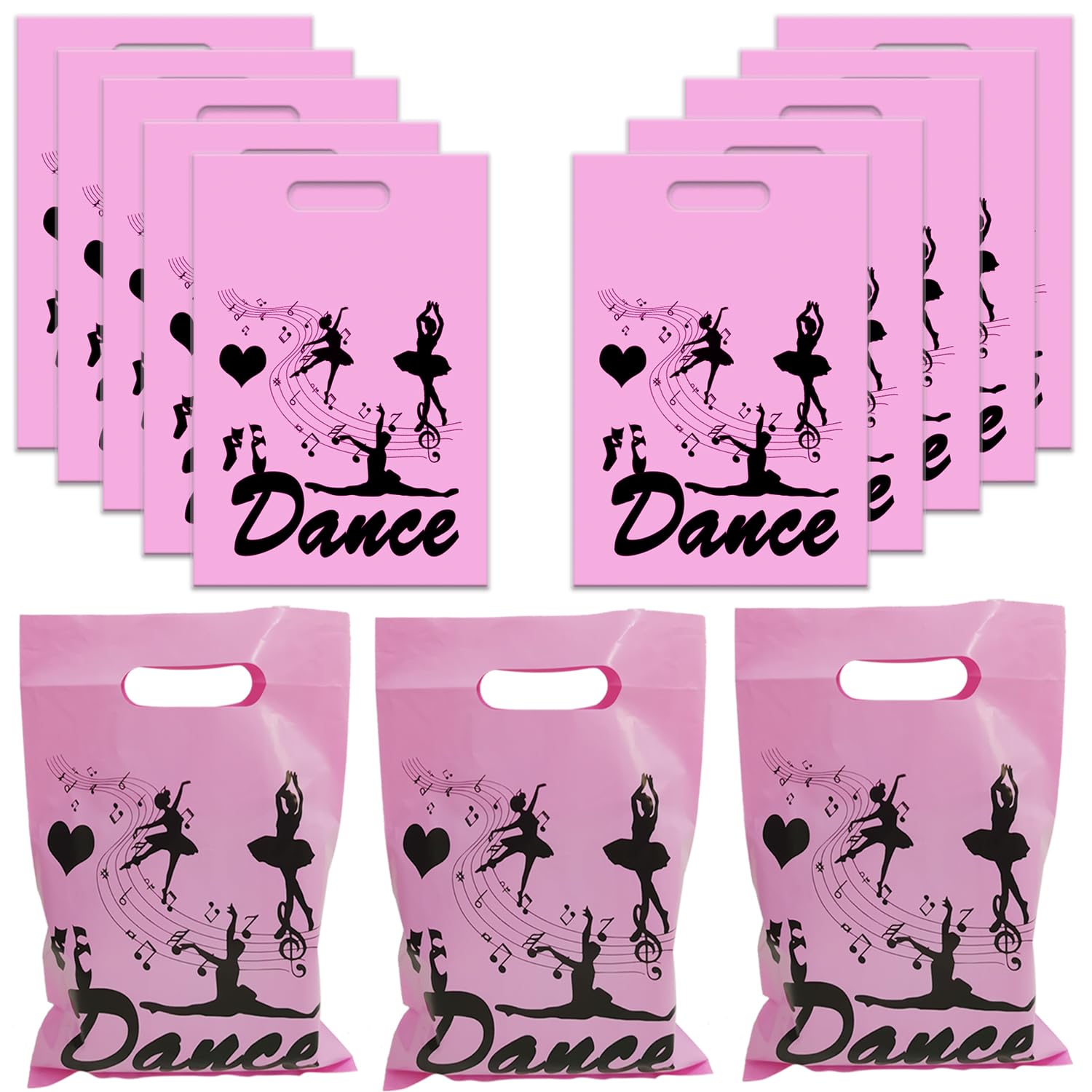 BignzwUra 50PCS Ballet Dance Themed Party Favor Bags - Dacing/Dance Movements Ballerina Baby Shower First 21st Birthday Party Decorations Favors Supplies Table Decor Gift Goodie Bags