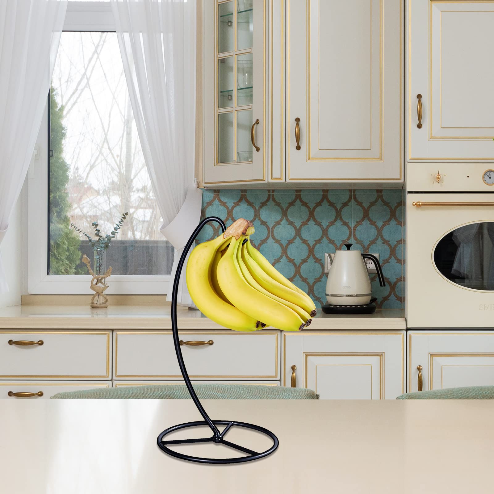 FFQ Banana Holder Stand,Banana Hanger Tree Stand Hook for Kitchen Countertop, Banana Hook Stand hold 15lb banana