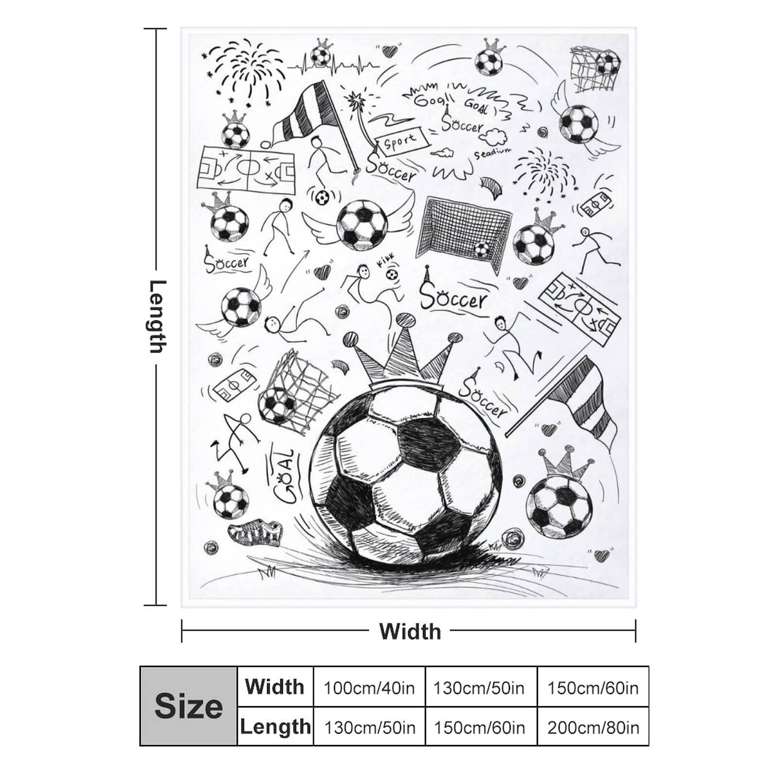 RUVNSR Soccer Blanket Sport Fans Cozy Soccer Blankets and Throws Unique Funny Plush Football Theme Decor Bedding for Lovers Kids Boys Girls Women Men Gifts Living Room Bedroom 60"X50"