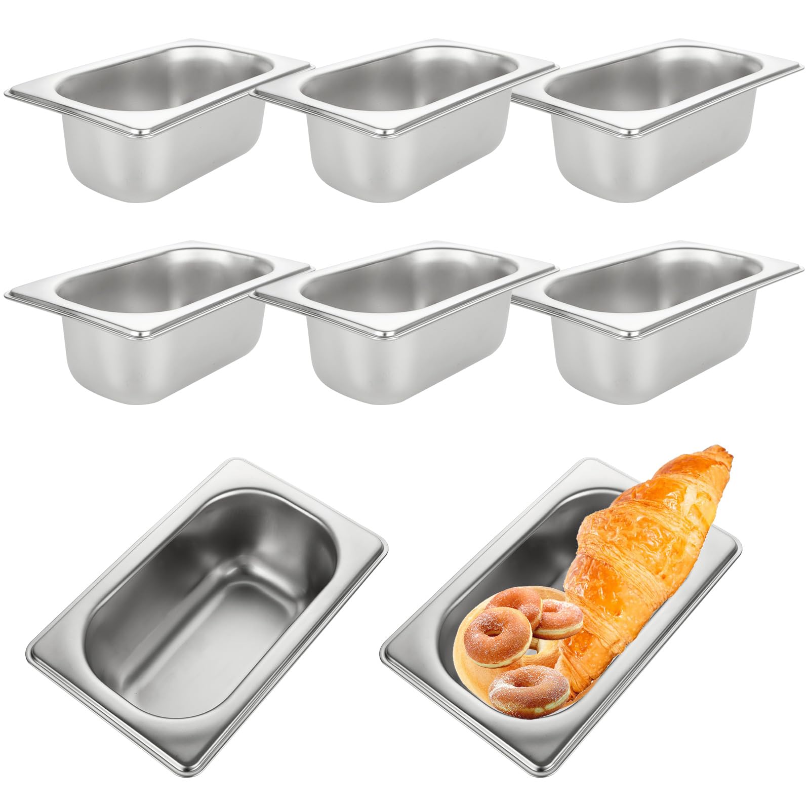 EATHEATY 8 Pack Hotel Pans Stainless Steel Steam Table Pan Stackable Catering Pan Anti Jam Steam Pan Catering Food Pan for Hotel Restaurant Buffet Party Supplies (1/9 Size 2-1/2 Inch Deep)