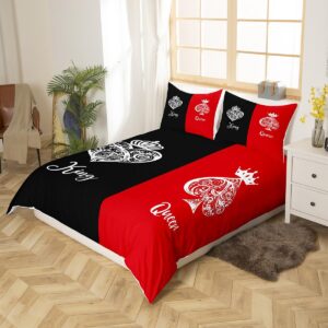 Couple Wedding Bedding Set Best Gifts for Husband and Wife,Red Black King and Queen Comforter Cover,Wedding Anniversary Duvet Cover Valentines Day Gifts,Engagement Newlyweds Gifts for His and Hers