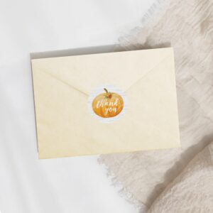 Orange Little Pumpkin Baby Shower Fall Thank You Stickers, Envelope Seals, Favor Bag Labels - 40 Count