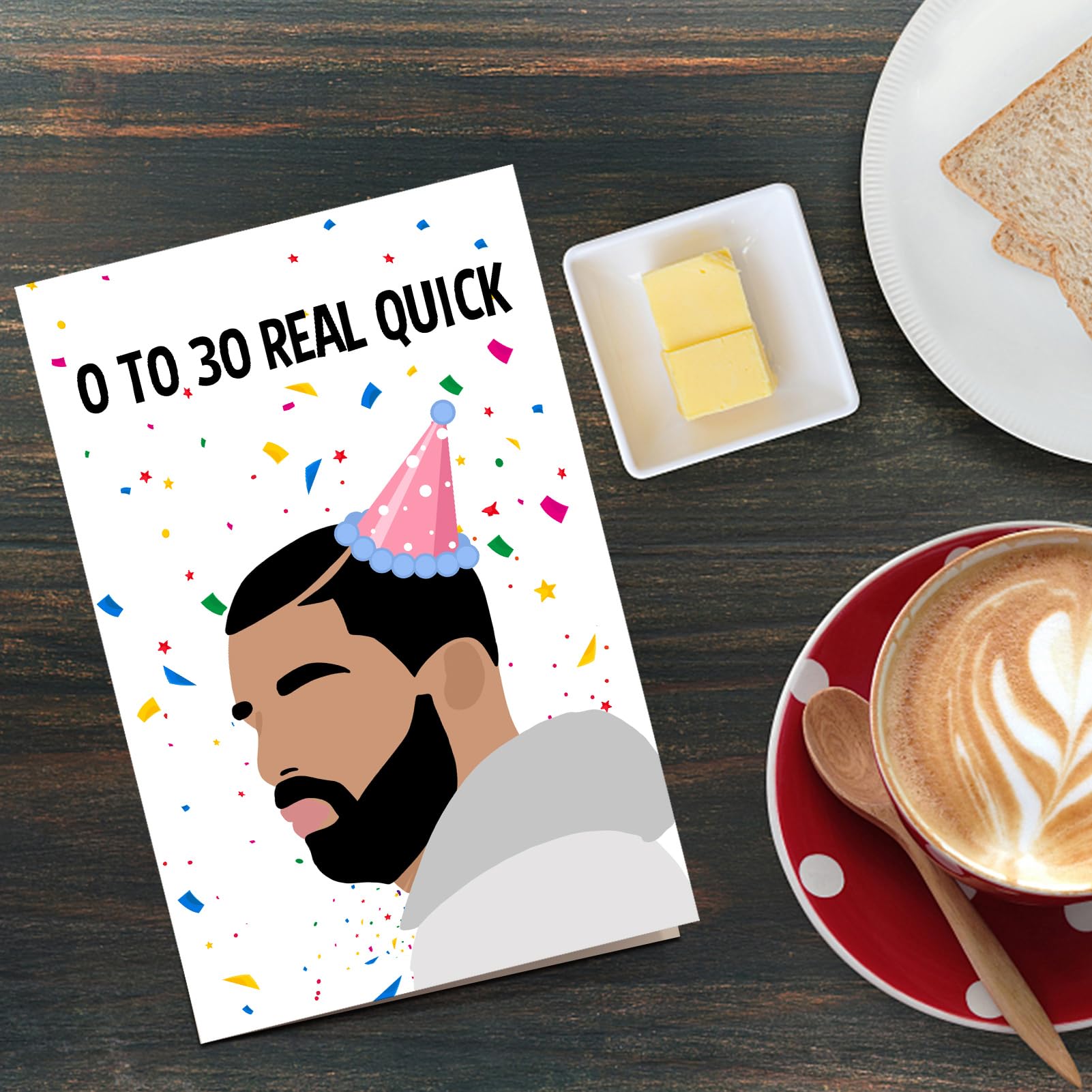 Qiliji Funny 30th Birthday Card for Men Women, Drake 30 Years Old Birthday Card, Happy 30th Bday Greeting Card, 0 To 30 Real Quick Birthday Card