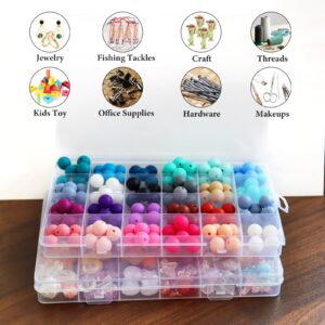 RYKOMO 4 Pack Clear Plastic Organizer Box 24 Grids Plastic Organizer Box with Fixed Dividers Clear Storage Container Jewelry Box for Beads Art DIY Crafts Jewelry Hair Accessories