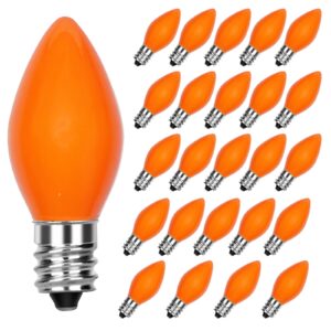 abeja 25 pack c7 orange ceramic light bulbs, 5 watt ceramic orange vintage light bulbs for c7 halloween outdoor string lights, candle lamps, night lights, c7/e12 candelabra base