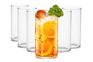 luxu drinking glasses 19 oz, thin highball glasses set of 6,clear tall glass cups for water, juice, beer, drinks, and cocktails and mixed drinks