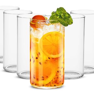 LUXU Drinking Glasses 19 oz, Thin Highball Glasses Set of 6,Clear Tall Glass Cups For Water, Juice, Beer, Drinks, and Cocktails and Mixed Drinks