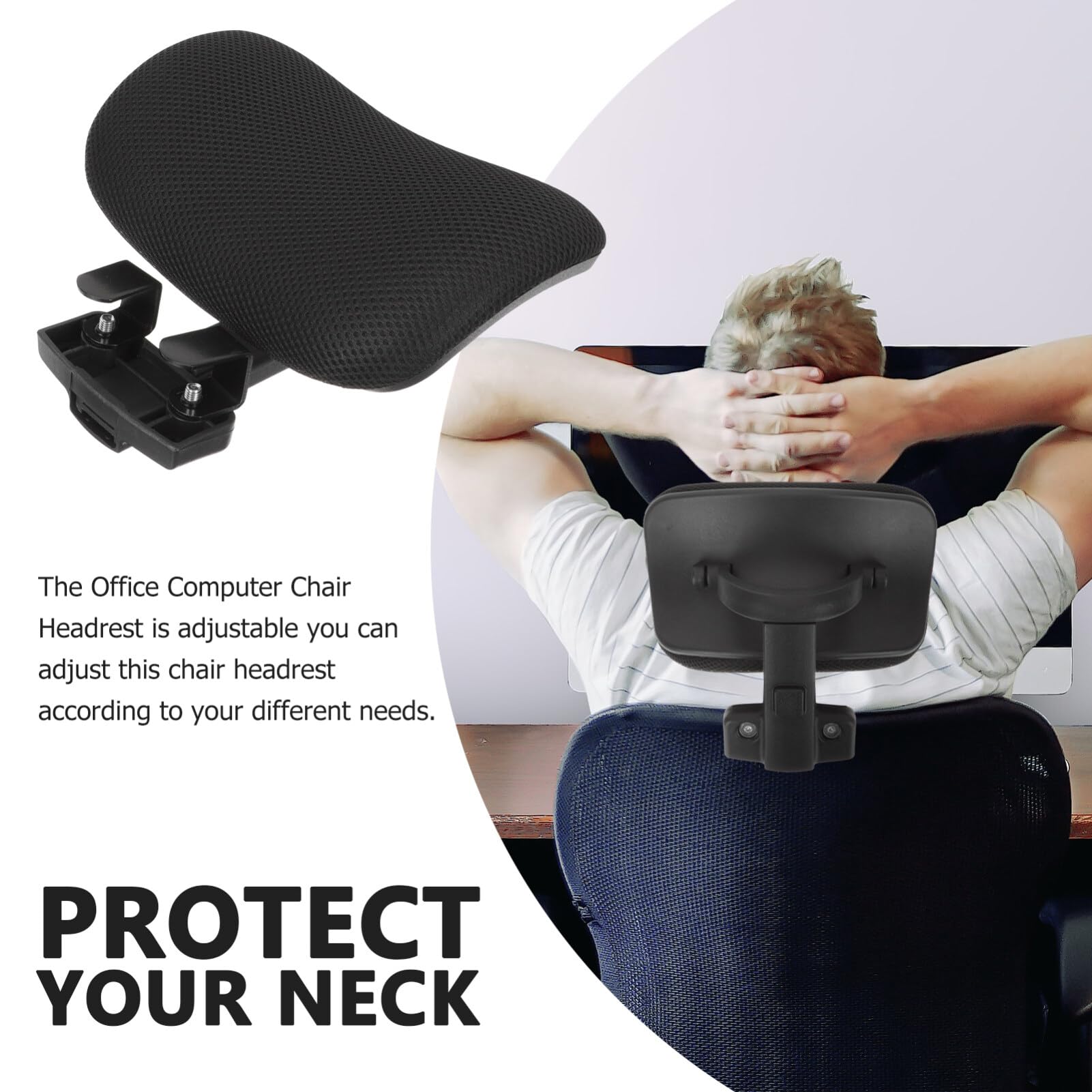 Gaming Chair Headrest Attachment Office Chair Headrest Attachment Neck Support Cushion Clip on Computer Chair Head Pillow Detachable for Ergonomic Executive Chairs Black