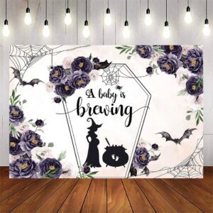 avezano a baby is brewing backdrop 8x6ft halloween baby shower party decorations watercolor floral coffin vampire bat halloween baby shower banner supplies