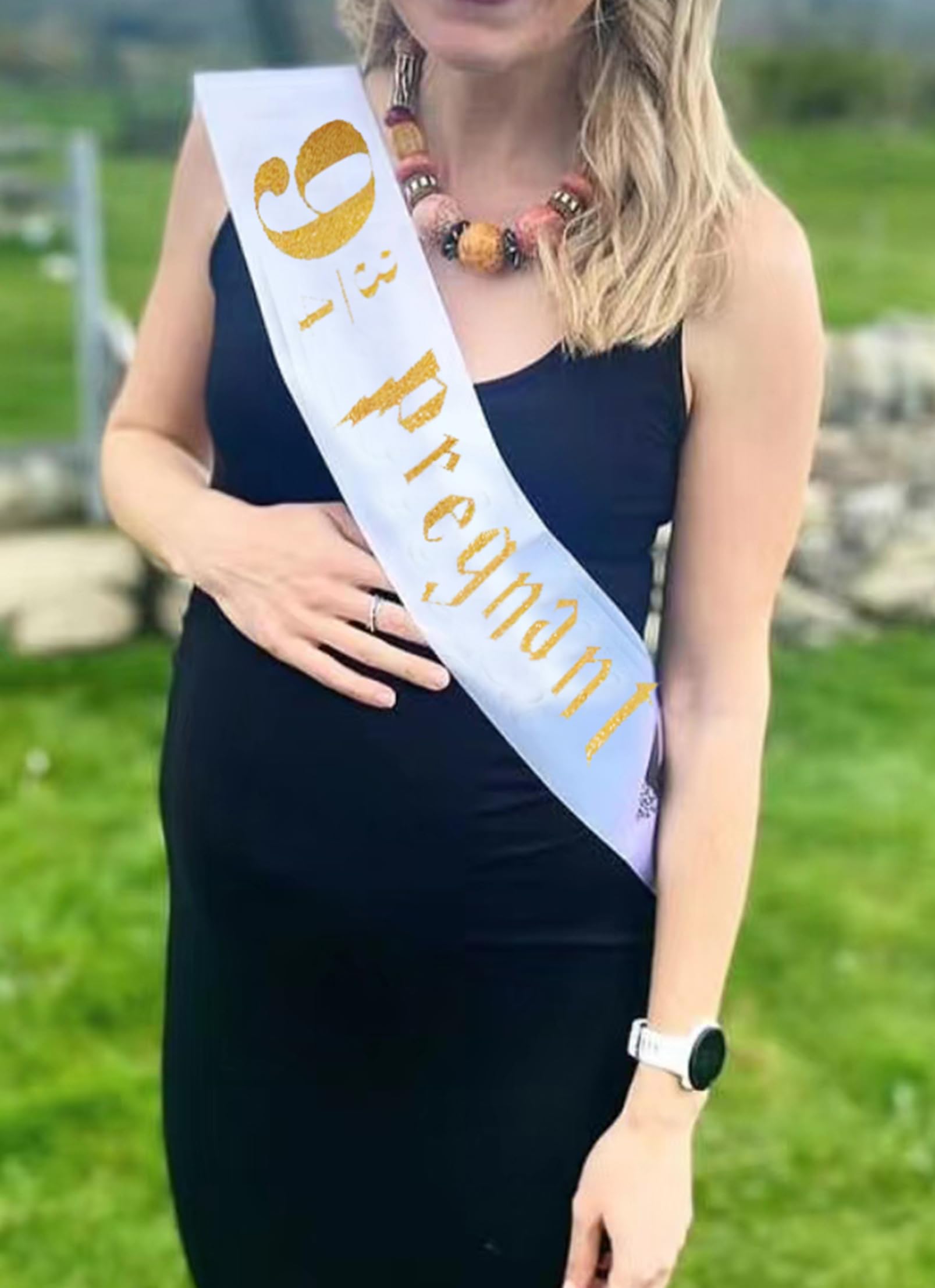 Mommy to be Sash for welcome Baby,HP themed Baby Shower Sash "9¾ Pregnant " fro Gender Reveal Party,Pregnant Announcement Party Decorations (White)