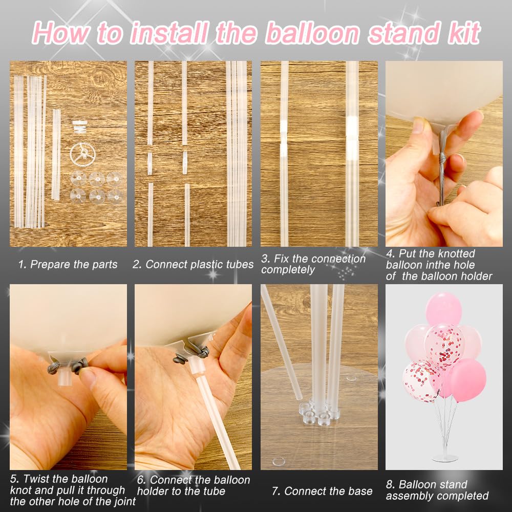 4 Sets Balloon Stand Kit Balloon Sticks With Base for Table Balloon Stands With Base for Floor Balloon Arch Stand With Base Balloon Stands for Table Baby Shower Birthday Wedding Party Decorations