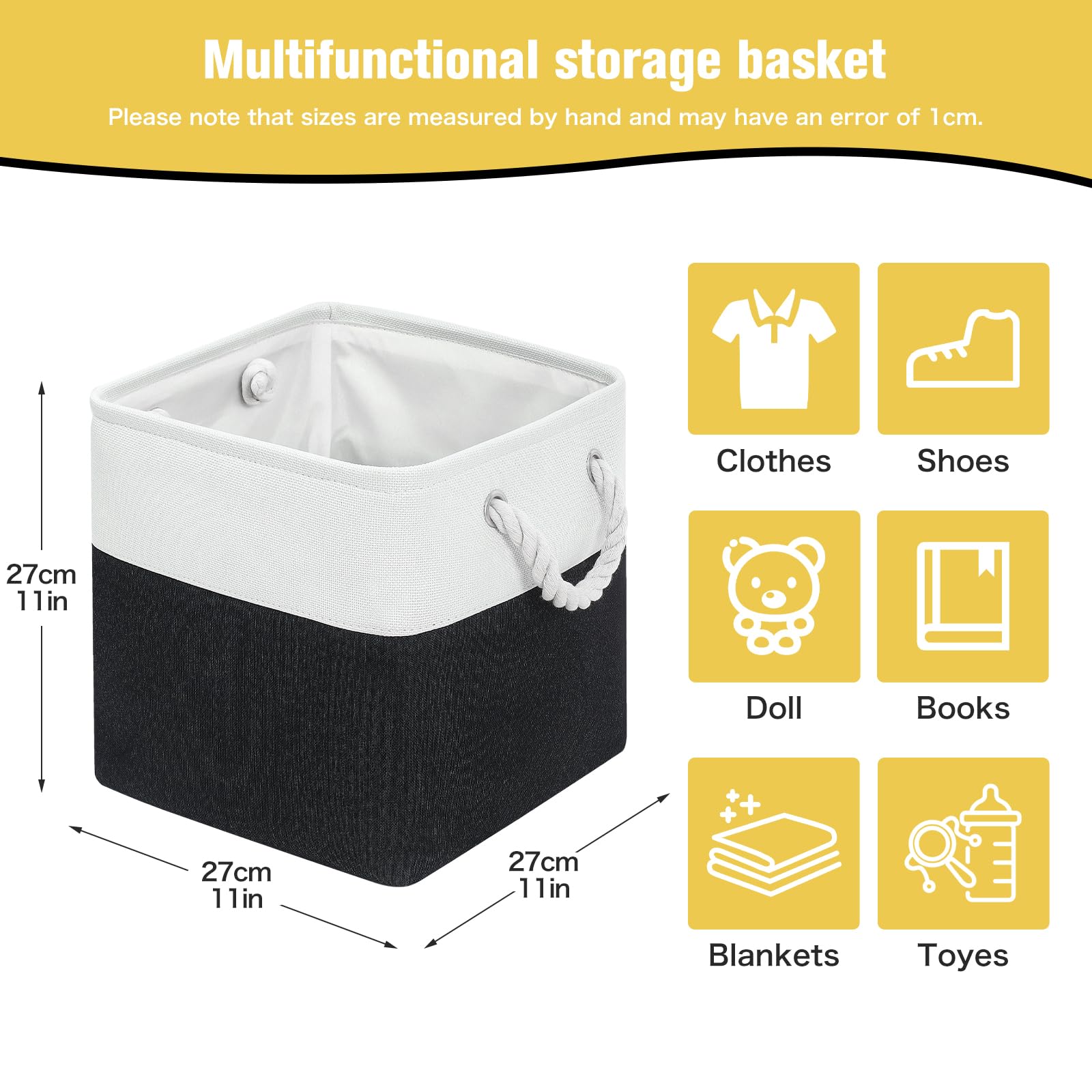 outdoorm 11x11 Inch Cube Storage Bins - Pack of 6 | Space-Saving Collapsible Baskets for Home and Office Use