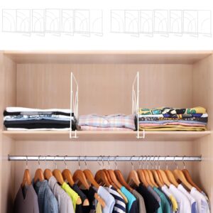 melos 12 pack shelf dividers, wire shelf dividers for closet organization, metal closet shelf dividers for wood shelves, closet dividers for wardrobe cabinet bookcase, bathroom and kitchen, white