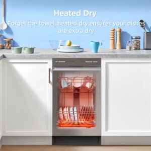 Midea MDF18A1AST Built-in Dishwasher with 8 Place Settings, 6 Washing Programs, Stainless Steel Tub, Heated Dry, Energy Star