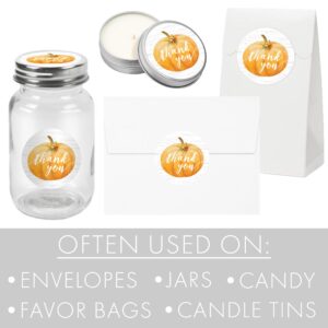 Orange Little Pumpkin Baby Shower Fall Thank You Stickers, Envelope Seals, Favor Bag Labels - 40 Count