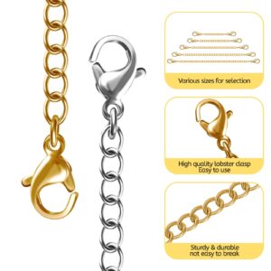 winee 30pcs Chain Extenders for Necklace, Necklace Extenders for Women Girls Bracelet Anklet Extender Stainless Steel Chain Extenders for Jewelry Making 2in 3in 4in 5in 6in (15 Gold, 15 Silver)