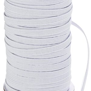 XKDOUS Elastic Band for Sewing, 1/4 Inch 40 Yards White Knit Elastic Bands High Elastic Cord for Sewing Waistband and Pants Waist