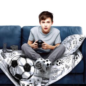 RUVNSR Soccer Blanket Sport Fans Cozy Soccer Blankets and Throws Unique Funny Plush Football Theme Decor Bedding for Lovers Kids Boys Girls Women Men Gifts Living Room Bedroom 60"X50"