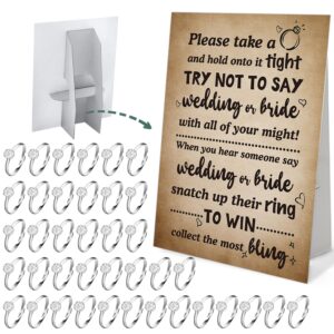 don't say bride or wedding game, put a ring on it bridal shower game with 50 fake rings, bridal shower decorations, bachelorette hens party game, wedding shower supplies - 03