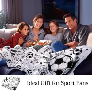 RUVNSR Soccer Blanket Sport Fans Cozy Soccer Blankets and Throws Unique Funny Plush Football Theme Decor Bedding for Lovers Kids Boys Girls Women Men Gifts Living Room Bedroom 60"X50"