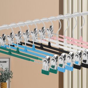 Lamitocs 10 Pack Pants Hangers with Clips,Skirt Hangers Space Saving, Heavy-Duty Pant Hangers Metal Clothes Hanger for Closet, Black