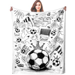 ruvnsr soccer blanket sport fans cozy soccer blankets and throws unique funny plush football theme decor bedding for lovers kids boys girls women men gifts living room bedroom 60"x50"