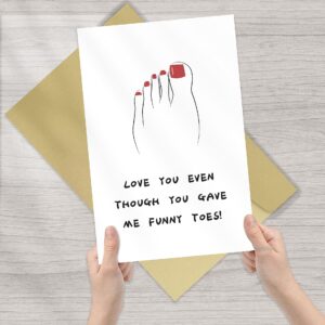 Qiyepbro Funny Birthday card for Mom Toes Mothers Day Card Birthday Gift Card for Mom Daughter Birthday Card Love You Even Though You Gave Me Funny Toes