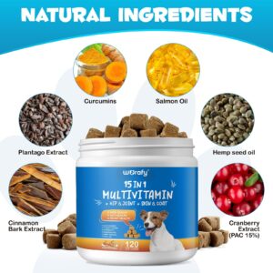 15-in-1 Dog Multivitamin Supplements - Dog Multivitamin Chewable - Immunity, Digestion, Joint and Heart Health Support for Skin, Coat Heart, Immune System - for All Ages All Breeds (120 Counts)