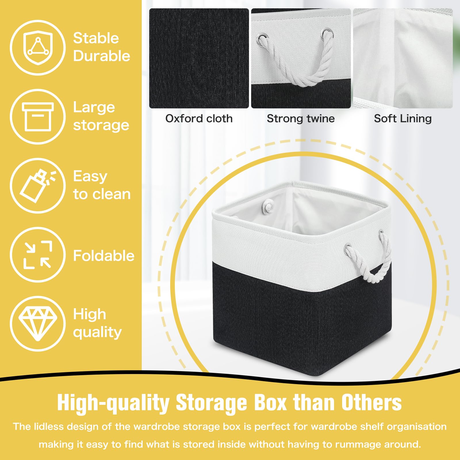 outdoorm 11x11 Inch Cube Storage Bins - Pack of 6 | Space-Saving Collapsible Baskets for Home and Office Use