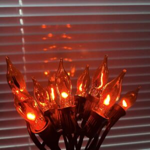 12 Pack Flicker Flame Light Bulbs, C18 Halloween Orange Flame Replacement Bulbs E12 Candelabra Base Light Bulbs for Electric Window Candles Halloween Indoor Outdoor String Lights , 1 Watt, 120 Volts