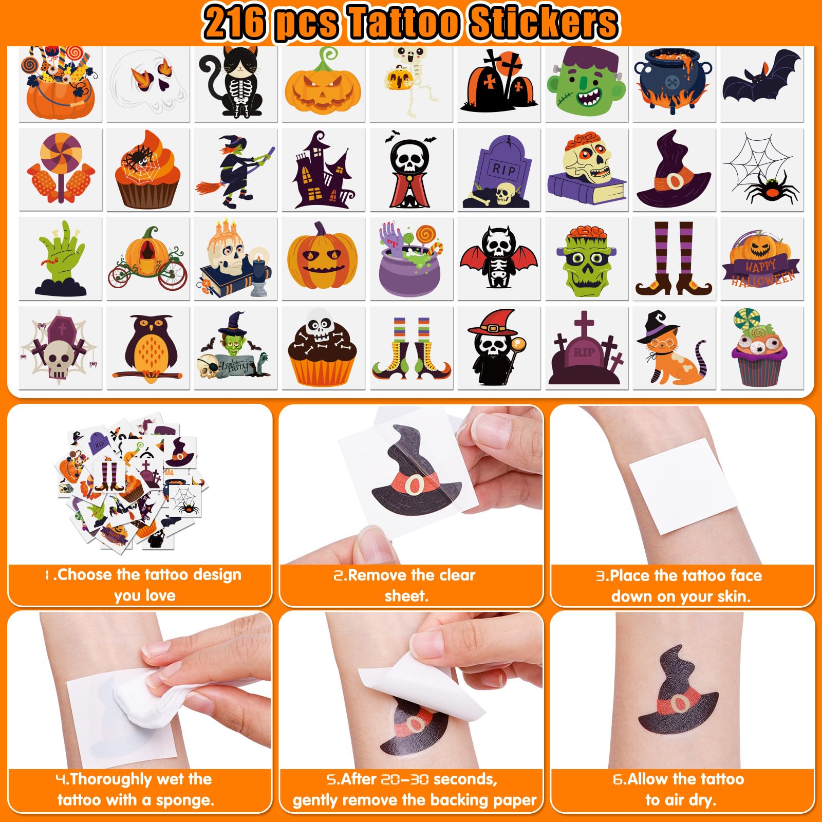 MGparty 288 Pack Halloween Party Favors Bulk Toys for Kids - Tattoos Stamps Slap Bracelets Rubber Bracelets Halloween Pinata Stuffers Trick-or-Treat Goodie Bag Fillers Classroom Game Prizes