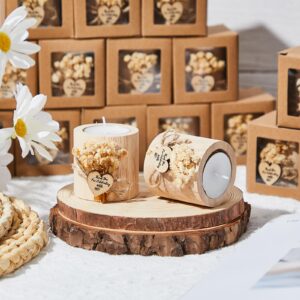 12 pcs rustic wedding favor candle holders bridal shower favors candles wedding party favors wedding wooden candle gifts wedding souvenirs for guest romantic gifts wedding decorations (light brown)