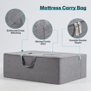 GOHOME Folding Mattress Storage Bag - Trifold Memory Foam Mattress Carry Case, Portable Mattress Sofa Bed Carrying Box for 6" Twin & Twin XL Foldable Floor Mattress, 38.5"x27.5"x19"