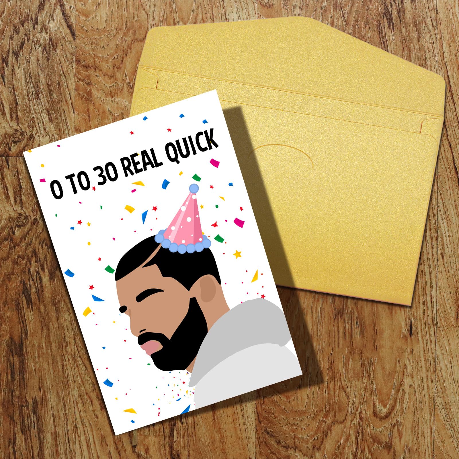 Qiliji Funny 30th Birthday Card for Men Women, Drake 30 Years Old Birthday Card, Happy 30th Bday Greeting Card, 0 To 30 Real Quick Birthday Card