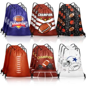 grneric 18 pcs small basketball football baseball drawstring bags bulk candy bags party goodie favor drawstring gift bags for sports teams (football)