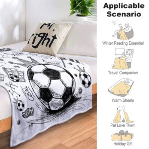 RUVNSR Soccer Blanket Sport Fans Cozy Soccer Blankets and Throws Unique Funny Plush Football Theme Decor Bedding for Lovers Kids Boys Girls Women Men Gifts Living Room Bedroom 60"X50"