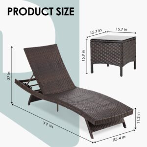 Pamapic Patio Chaise Lounge Set 6 Pieces，Patio Lounge Chair with Adjustable Backrest and Removable Cushion, Outdoor Pool Lounge Chair Set for Patio Poolside Backyard Porch