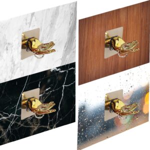 Pluspexy Gold Wall Decorative Hooks 3Pack Hand Shaped Adhesive Hooks for Hanging Things Bathroom Shower Towel Hooks Behind The Door Coat Hooks Renter Friendly Wall Hooks