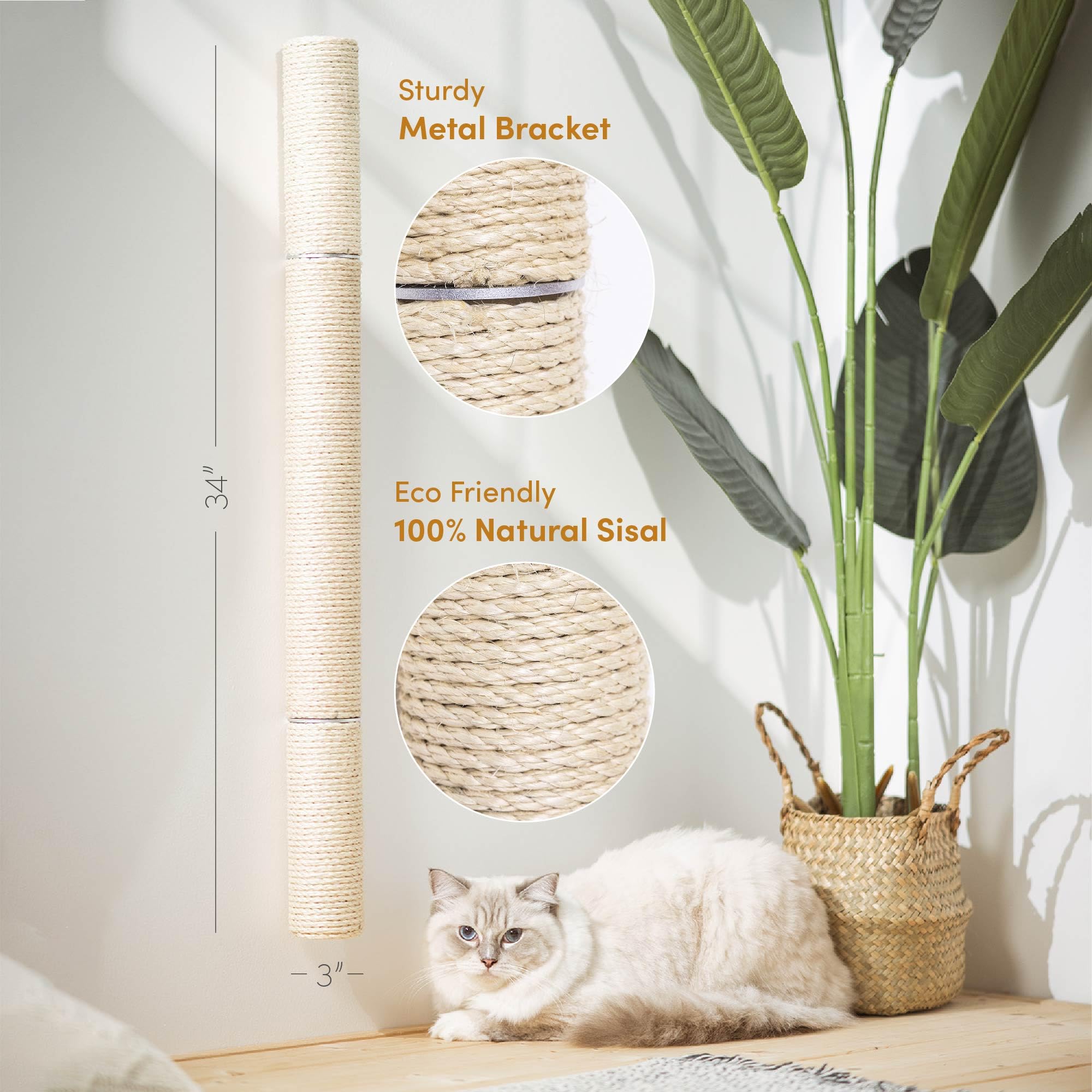 xympo 34" Wall Mounted Cat Scratcher, Sisal Scratching Post